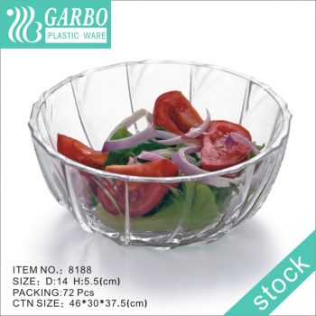 Bol à salade acrylique incassable en plastique transparent à la fraise et aux arachides avec motif décoratif