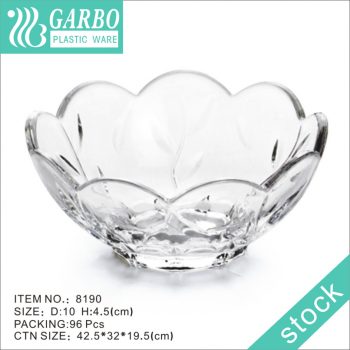 Machine-made healthy transparent bloom flower shape plastic dessert salad bowl