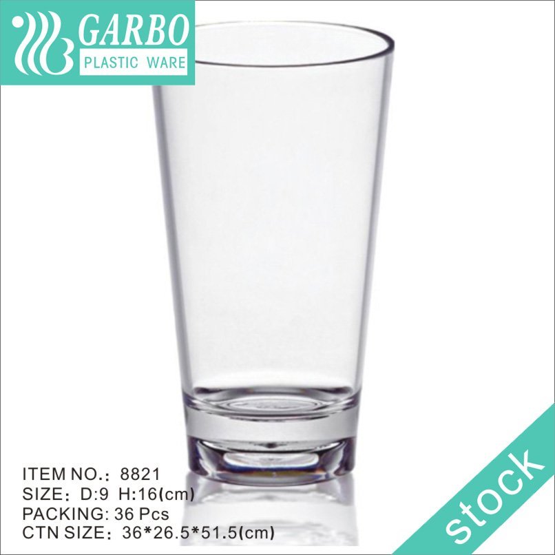 Promotion broken resistant 12oz clear polycarbonate whiskey glass cup with grid design