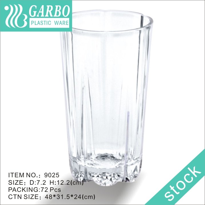 Home drinkware transparent 440ml plastic water drinking cup with strip design