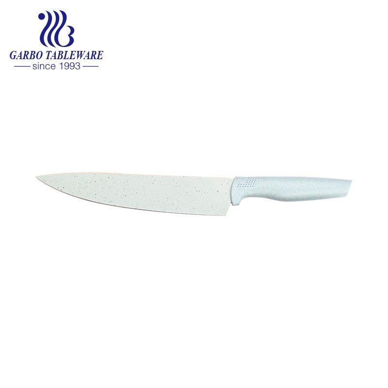 Meilleur couteau de cuisine lavable au lave-vaisselle 420 couteau de chef de haute qualité en acier inoxydable avec main de paille de blé