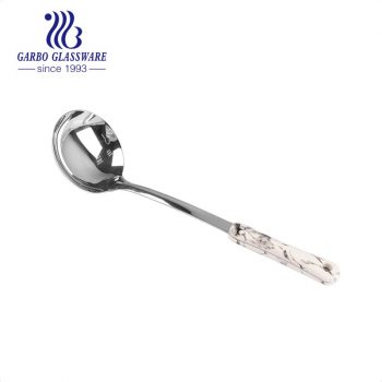 Conjunto de utensílios de cozinha de aço inoxidável para maçanetas de mármore Conchas de aço inoxidável para sopa colher grande