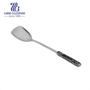 Conjunto de utensílios de cozinha antiaderente Conjunto de panelas de aço inoxidável Espátula Turner de 12.75 polegadas com cabo PS em mármore preto e branco