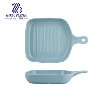 Melamine Dinnerware Severing Dish Break-Resistant Plastic Blue Pasta Plates with Handles