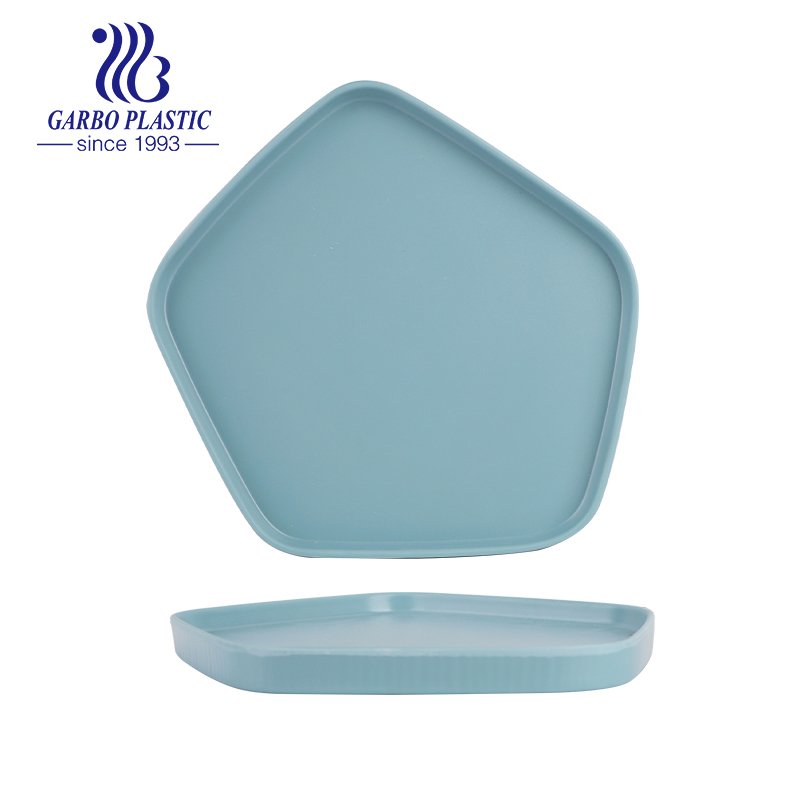 Melamine Dinnerware Severing Dish Break-Resistant Plastic Blue Pasta Plates with Handles