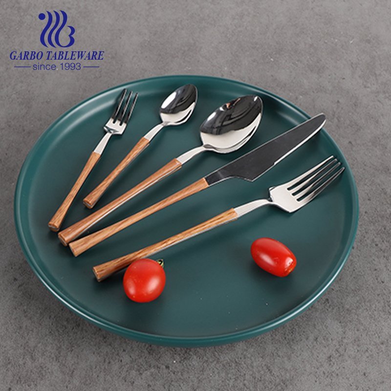 Luxury 430 material dinnerware bulk silver stainless steel ABS handle plastic fork manufacturer