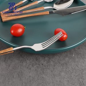 Luxury 430 material dinnerware bulk silver stainless steel ABS handle plastic fork manufacturer