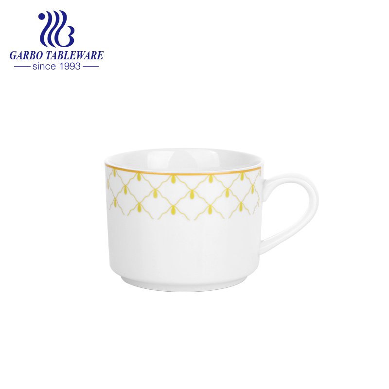 Caneca de porcelana cerâmica óssea de alta qualidade decorativa personalizada clássica canecas de água de porcelana definida com impressão de copos