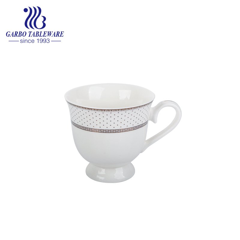 Ceramic bone china mug high end quality decorative custom classic porcelain water mugs set print drinking cups
