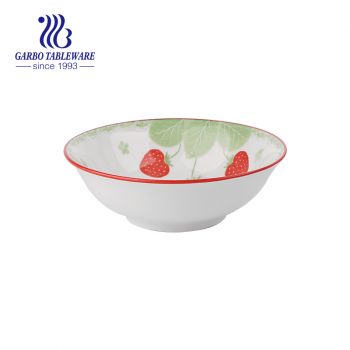Porcelain bowl with new strawberry underglazed design for home usage