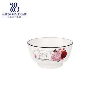 Small rice bowl with outside underglazed flower decal for sale