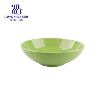 Wholesale color glazed stoneware of 700ml green widemonthed bowl for ramen