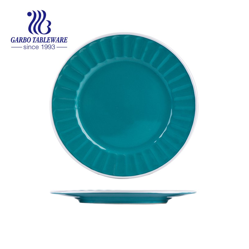 embossed ceramic dinner plate