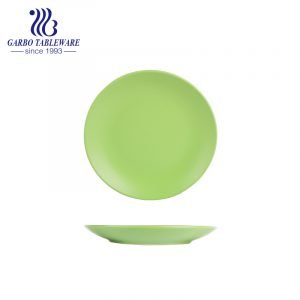 Wholesale cheap custom color matte green luxury 10.5 inch ceramic flat plate