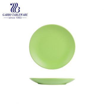 Plaque plate en céramique de luxe vert mat de couleur personnalisée bon marché en gros de 10.5 pouces