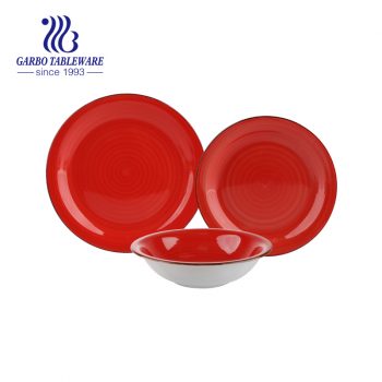 Orange hand painting color stoneware dinner set