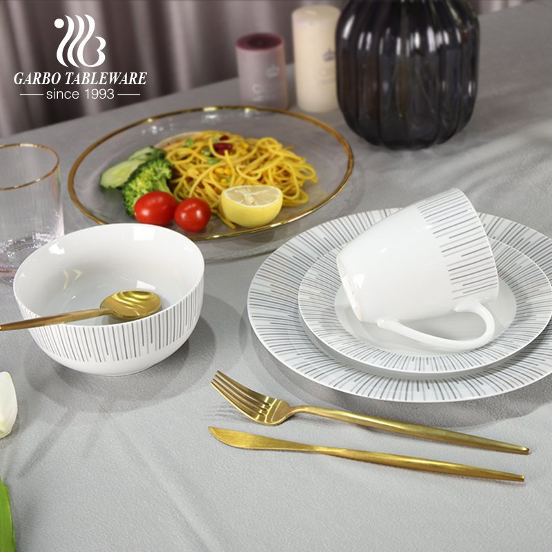 16pcs vertical simple high temperature porcelain dinner set