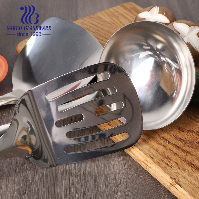 مجموعة أدوات مقاومة للحرارة مكونة من 6 قطع من الفولاذ المقاوم للصدأ أواني المطبخ مع تصاميم رخامية أدوات طبخ شوربة مقشدة مشقوقة
