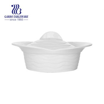 Набор фарфоровой посуды керамический горшок для запекания с крышкой с гравировкой волна дизайн модная чаша для хранения запеканки посуда