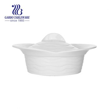 Porcelain tableware set ceramic casserole pot with cover engraved wave design fashion storage bowl casseroles kitchenware