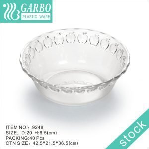 Classical transparent engraved apple pattern unbreakable plastic mixing salad bowl for dinner