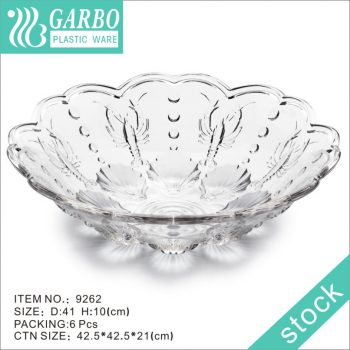 Factory blooming flower design shape edge unbreakable plastic salad fruit bowl with engraved animal design