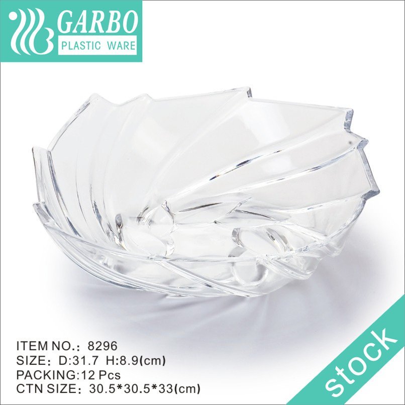 Factory cheap round transparent plastic salad dessert bowl with engraved strain pattern