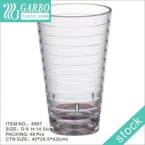 Large V shape 480ml transparent polycarbonate beer drinking cup with inner circle design