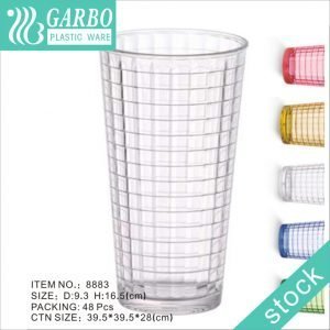 Popular gridding design 22oz highball beer cup polycarbonate transparent