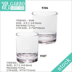 Wholesale durable 12oz transparent polycarbonate whiskey glass with thick base