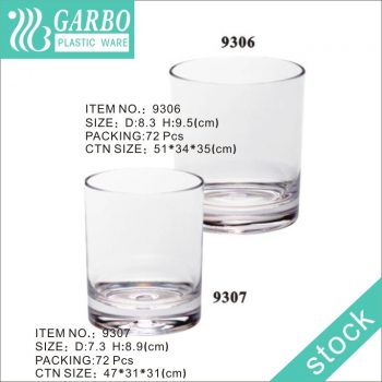 Vidro de uísque de policarbonato transparente durável de 12 oz com base grossa