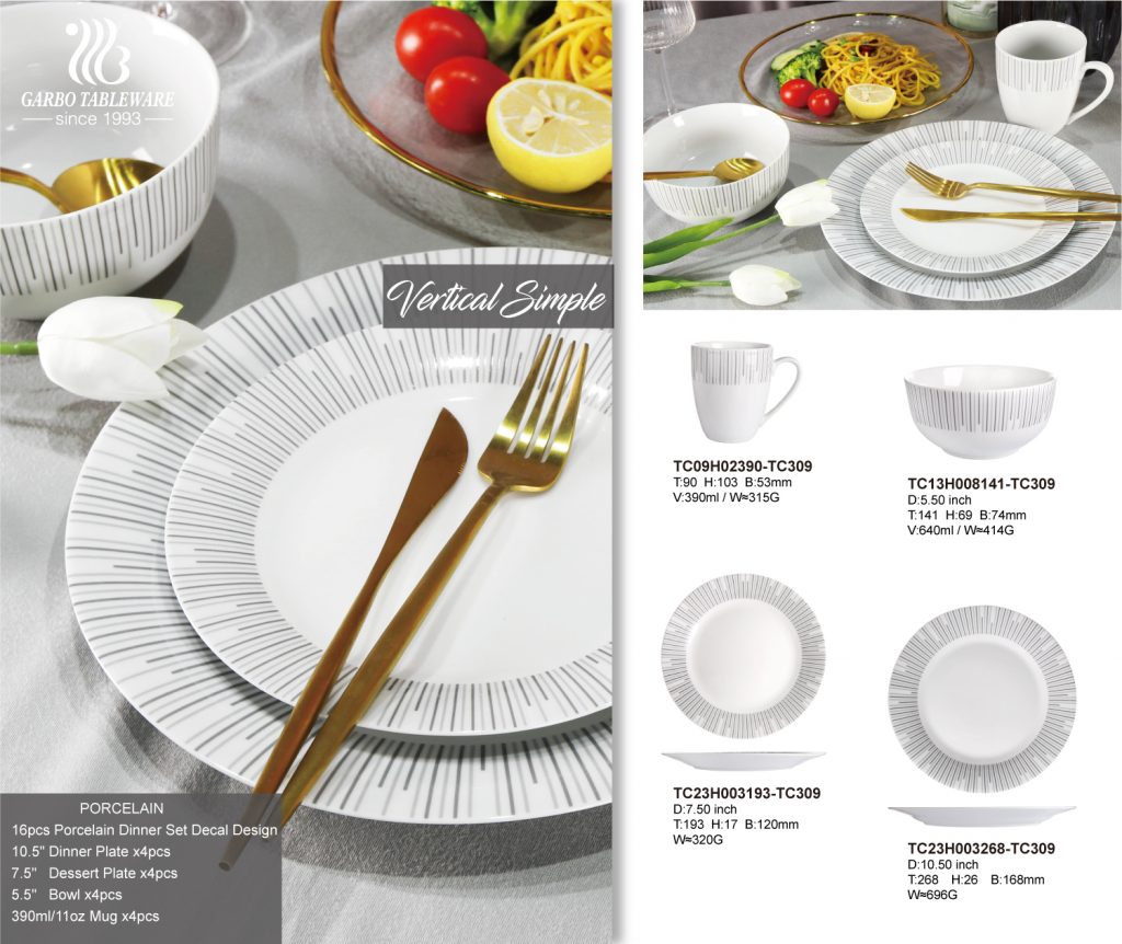 Juego de cena de porcelana Garbo Top sale 12-16-20pcs