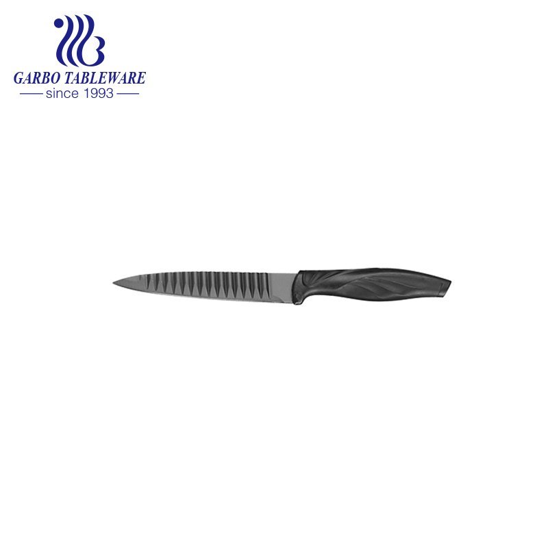 Outil de couteau de cuisine personnalisé pulvérisation technologie noire hôtel utilisation de la cuisine à domicile conception moderne couteau utilitaire professionnel