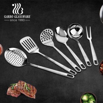 Big discount high quality mirror polish Heat Resistant set of 6pcs tools set 201 stainless steel kitchen utensil set