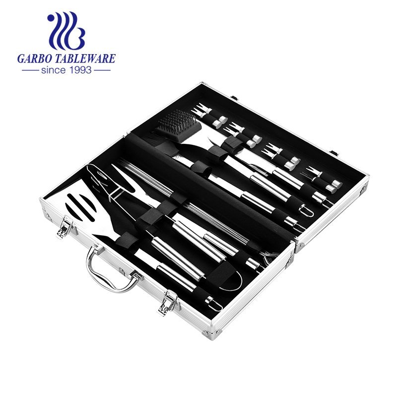 Gift Aluninum case package luxury stainless steel BBQ set of 9pcs