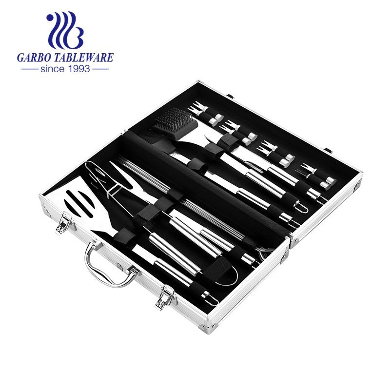 Portable High Carbon Stainless Steel Carving Knife And Fork Set BBQ Knife Set With Wooden Handle