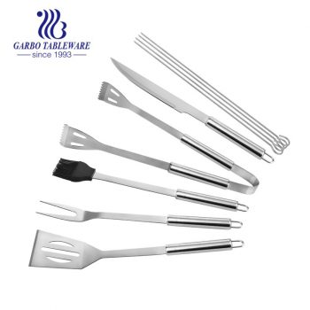 Conjunto de 6 peças de churrasco para churrasco Kit de ferramentas de churrasco para fumantes pesados ​​Equipamento profissional para churrasco ao ar livre