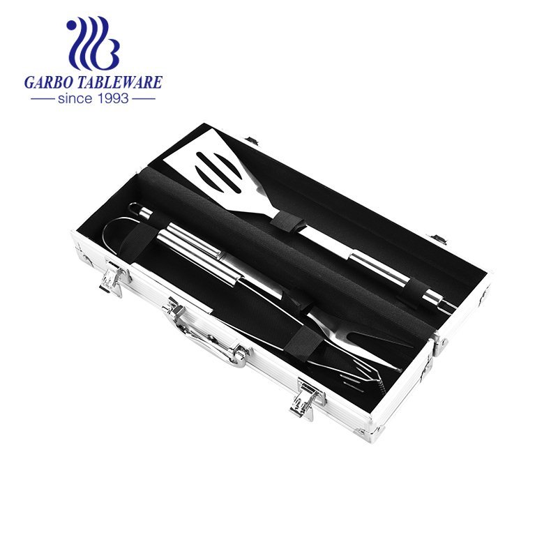 19PCS Professional BBQ Grill Tools Set Complete Barbecue Accessories Kit in black Storage Bag