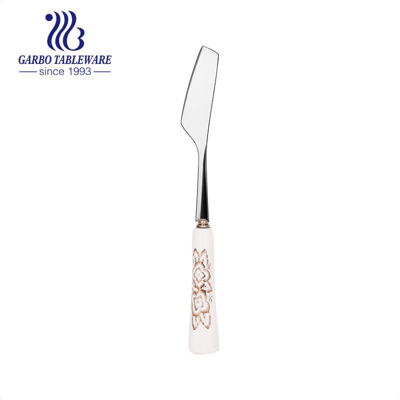 Ceramic handle butter spreader knife with round edge