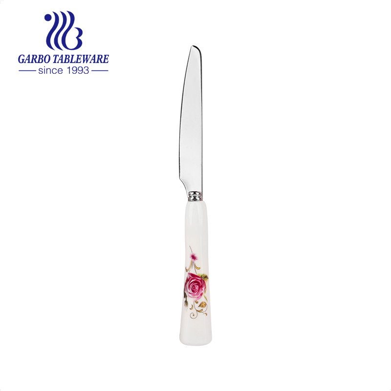 Ceramic handle butter spreader knife with round edge