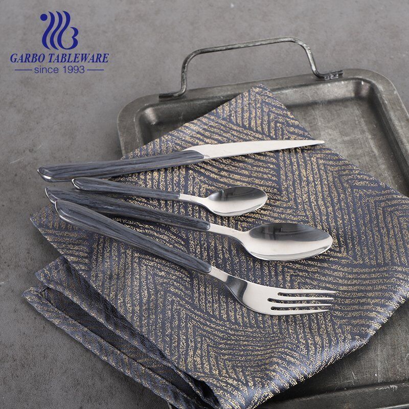 Serviço de garfos de aço inoxidável de alta qualidade com design de alça em ABS para restaurante, hotel e família, usado