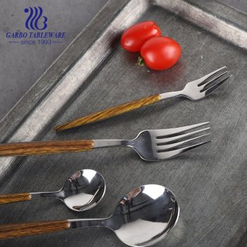 Garfo de aço inoxidável luxuoso e elegante com alça em ABS e garfos para sobremesas resistentes para jantar em casa, cozinha ou restaurante