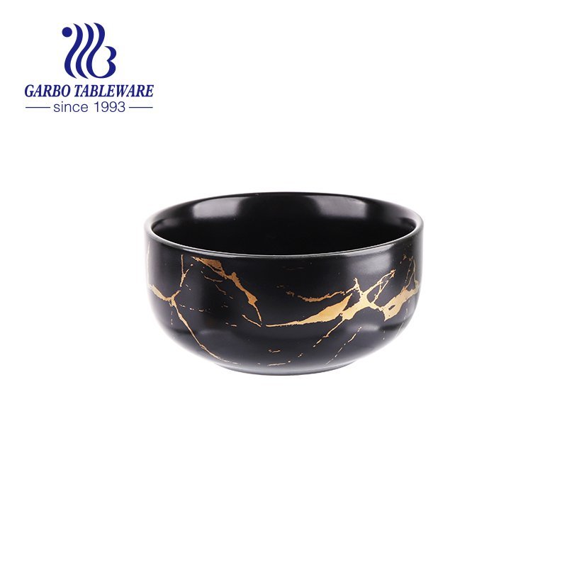 Golden rim series of 800ml durable pocerlain bowl with lotus shape for sale