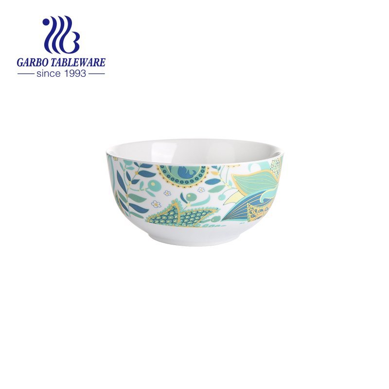 Ceramic bowl 320ml with outside decal forest style for rice eating