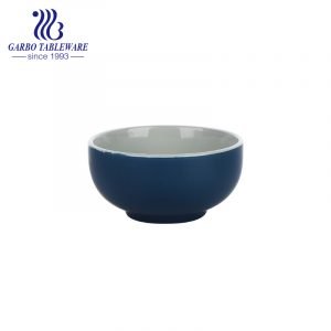 350ml color glazed stoneware rice bowl with dark blue color for home
