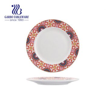 Wholesale custom vivid under glazed Bohemia design 8inch porcelain flat plate