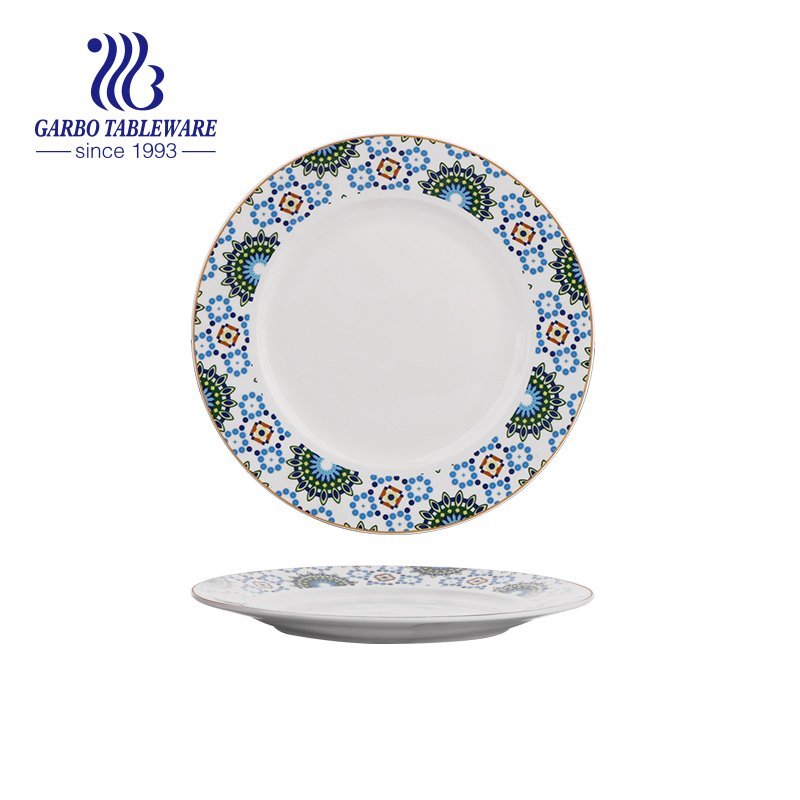 Wholesale custom vivid under glazed Bohemia design 8inch porcelain flat plate