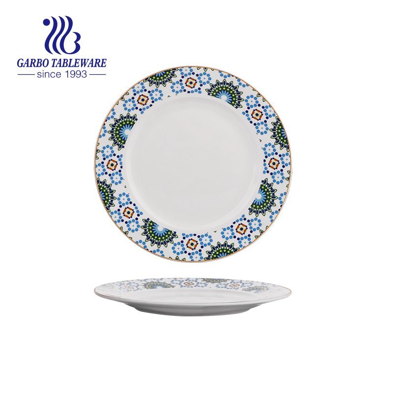 Vivo de encargo al por mayor debajo de la placa plana esmaltada de la porcelana de 8 pulgadas del diseño de Bohemia