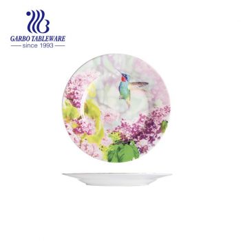 Placa de postre de porcelana de la etiqueta 7.5inch de la flor del diseño de la impresión de encargo barata de la fábrica