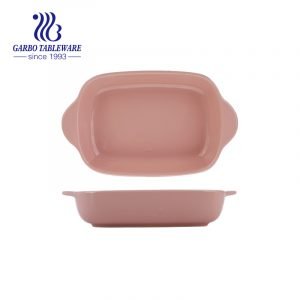 460ml pink color oven safe porcelain bakeware with handle